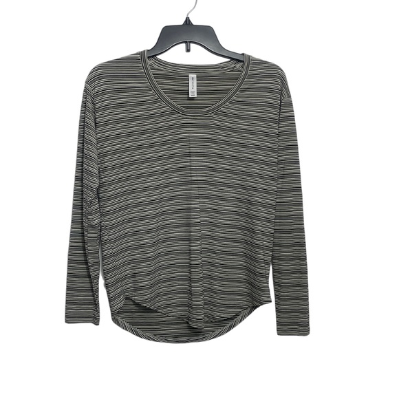 Athleta XXS Long Sleeve Stripped Jersey Black‎ Off White - Picture 4 of 6